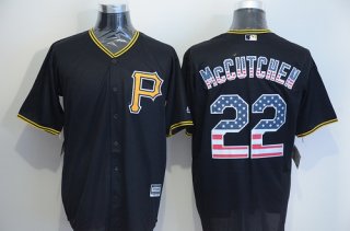 Men's Pittsburgh Pirates #22 Andrew McCutchen Black USA Flag Fashion MLB Baseball Jersey