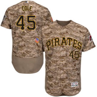 Men's Pittsburgh Pirates #45 Gerrit Cole Camo Collection 2016 Flexbase Majestic Baseball Jersey