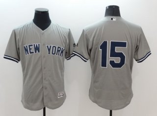 New York Yankees #15 Thurman Munson Retired Gray Road 2016 Flexbase Majestic Baseball Jersey