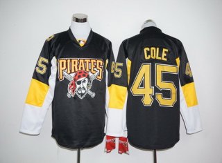 Men's Pittsburgh Pirates #45 Gerrit Cole Black Long Sleeve Baseball Jersey