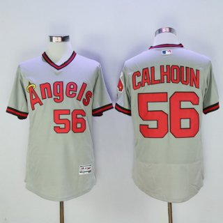 Men's LA Angels of Anaheim #56 Kole Calhoun Gray Pullover 2016 Flexbase Majestic Baseball Jersey