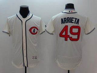 Men's Chicago Cubs #49 Jake Arrieta Cream Flexbase Majestic 1929 Collection Jersey