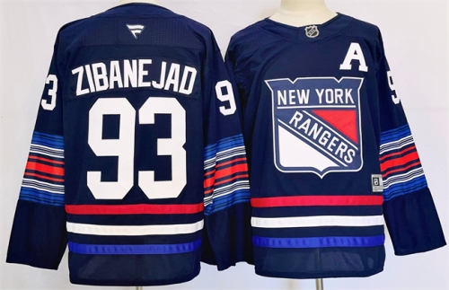 Men's New York Rangers #93 Mika Zibanejad Navy 2024-25 Stitched Jersey