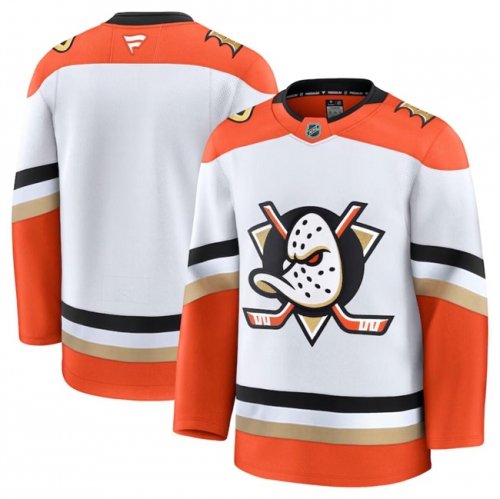 Men's Anaheim Ducks Blank White 2024-25 Away Stitched Hockey Jersey