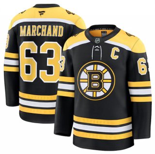 Men's Boston Bruins #63 Brad Marchand Black 2024-25 Home Stitched Hockey Jersey