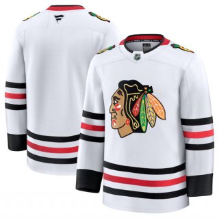 Men's Chicago Blackhawks Blank White 2024-25 Away Stitched Hockey Jersey