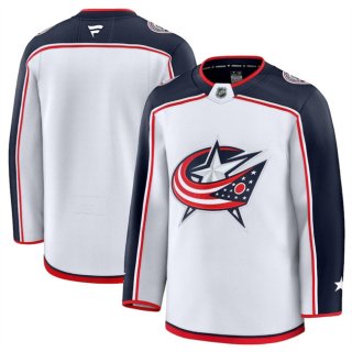 Men's Columbus Blue Jackets Blank White 2024-25 Away Stitched Hockey Jersey