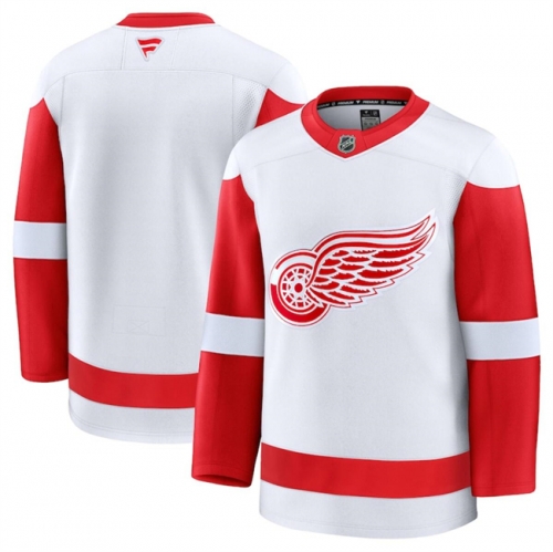 Men's Detroit Red Wings Blank White 2024-25 Away Stitched Hockey Jersey