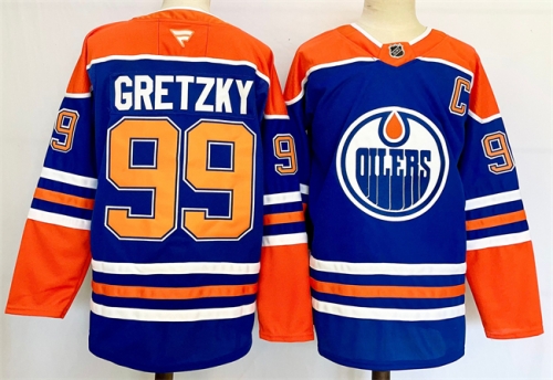 Men's Edmonton Oilers #99 Wayne Gretzky Royal 2024-25 Stitched Jersey