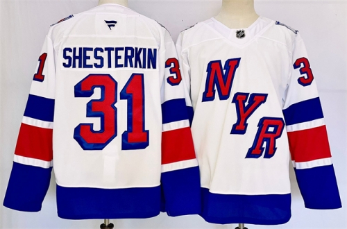 Men's New York Rangers #31 Igor Shesterkin White 2024-25 Stadium Series Stitched Jersey