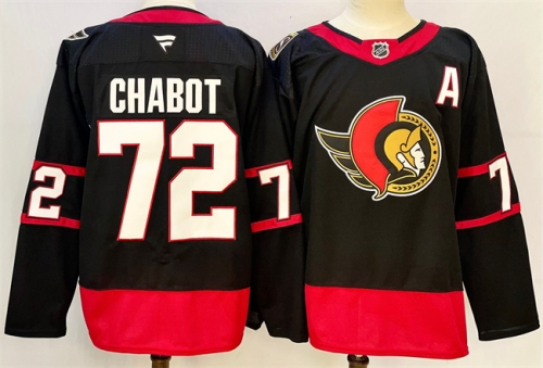 Men's Ottawa Senators #72 Thomas Chabot Black 2024-25 With C Patch Home Stitched Jersey