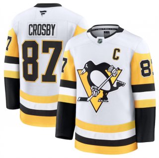 Men's Pittsburgh Penguins #87 Sidney Crosby White 2024-25 Away Stitched Hockey Jersey