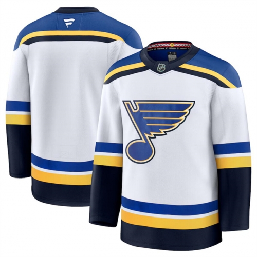 Men's St. Louis Blues Blank White 2024-25 Away Stitched Hockey Jersey