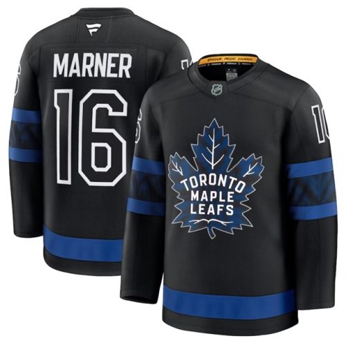 Men's Toronto Maple Leafs #16 Mitchell Marner Black 2024-25 Alternate Stitched Hockey Jersey