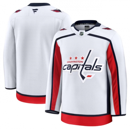 Men's Washington Capitals Blank White 2024-25 Away Stitched Hockey Jersey