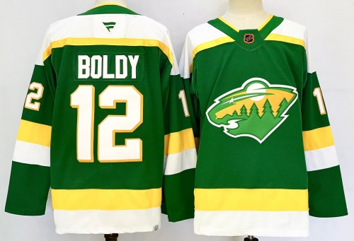 Men's Minnesota Wild #12 Matt Boldy Green 2024-25 Alternate Stitched Hockey Jersey