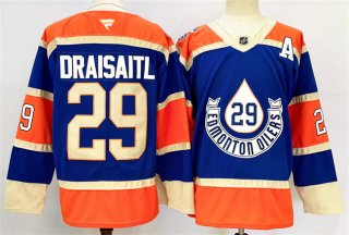 Men's Edmonton Oilers #29 Leon Draisaitl Royal 2024-25 With A Patch Heritage Classic Primegreen Stitched Jersey