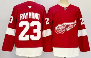 Men's Detroit Red Wings #23 Lucas Raymond Red 2024-25 Home Stitched Jersey