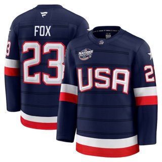 Men's USA #23 Adam Fox Navy 2025 4 Nations Stitched Jersey