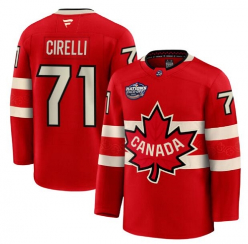 Men's Canada #71 Anthony Cirelli Red 2025 4 Nations Face-Off Premium Stitched Jersey