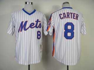 New York Mets #8 Gary Carter 1986 White Throwback Jersey