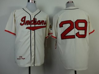 Cleveland Indians #29 Satchel Paige 1948 Cream Throwback Jersey