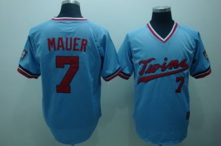 Minnesota Twins #7 Joe Mauer Light Blue Throwback Jersey