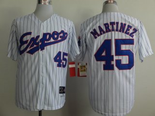 Montreal Expos #45 Pedro Martinez 1982 White Pinstripe Throwback Jersey