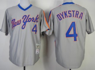 New York Mets #4 Lenny Dykstra 1987 Gray Throwback Jersey