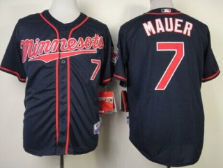 Minnesota Twins #7 Joe Mauer Navy Blue Jersey