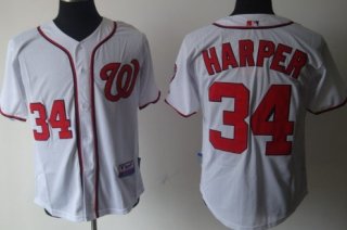 Washington Nationals #34 Bryce Harper White Jersey