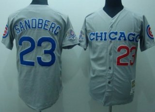 Chicago Cubs #23 Ryne Sandberg 1990 Gray Throwback Jersey