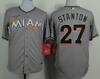 Miami Marlins #27 Giancarlo Stanton Gray Jersey