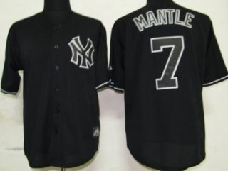 New York Yankees #7 Mickey Mantle Black Fashion Jersey