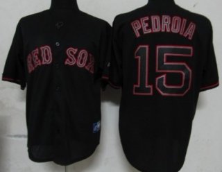 Boston Red Sox #15 Dustin Pedroia Black Fashion Jersey