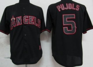 LA Angels of Anaheim #5 Albert Pujols Black Fashion Jersey