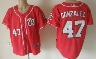 Washington Nationals #47 Gio Gonzalez Red Jersey