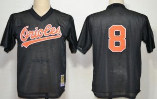 Baltimore Orioles #8 Cal Ripken Mesh BP Black Throwback Jersey