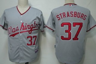 Washington Nationals #37 Stephen Strasburg Gray Jersey