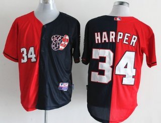 Washington Nationals #34 Bryce Harper Red/Navy Blue Two Tone Jersey