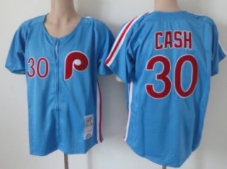 Philadelphia Phillies #30 Dave Cash 1980 Blue Throwback Jersey