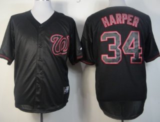 Washington Nationals #34 Bryce Harper Black Fashion Jersey