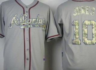 Atlanta Braves #10 Chipper Jones Gray With Camo Jersey