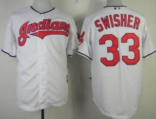 Cleveland Indians #33 Nick Swisher White Jersey