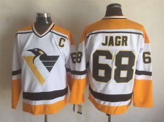 Men's Pittsburgh Penguins #68 Jaromir Jagr White CCM Vintage Throwback Jersey