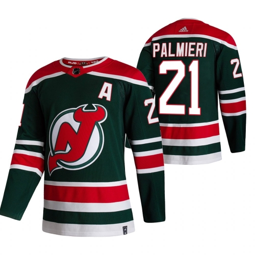 New Jersey Devils #21 Kyle Palmieri Green Men's Adidas 2020-21 Reverse Retro Alternate NHL Jersey