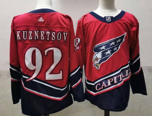 Men's Washington Capitals #92 Evgeny Kuznetsov Red 2021 Retro Stitched NHL Jersey