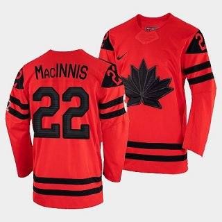 Men's Canada Hockey Al MacInnis Red 2022 Winter Olympic #22 Gold Winner Jersey