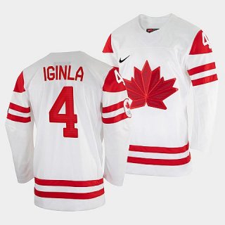 Men's Jarome Iginla Canada Hockey White 2022 Winter Olympic #4 Salt Lake City Jersey