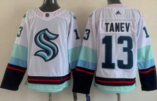 Men's Seattle Kraken #13 Brandon Tanev White Authentic Jersey